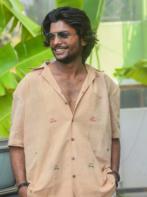 Pondhuru khadi bird embroidered Shirt