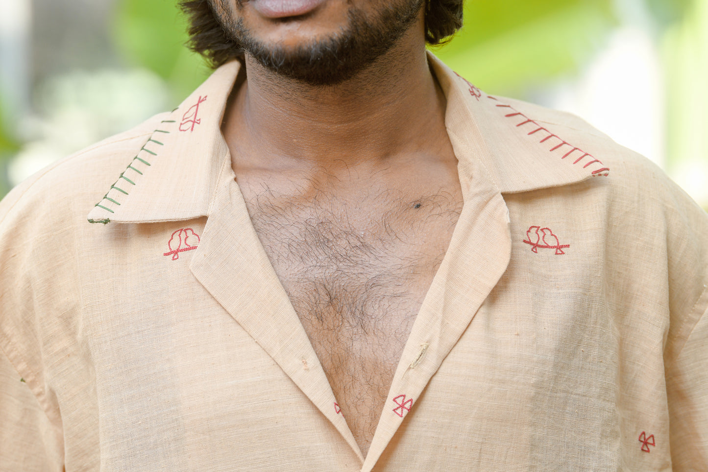 Pondhuru khadi bird embroidered Shirt