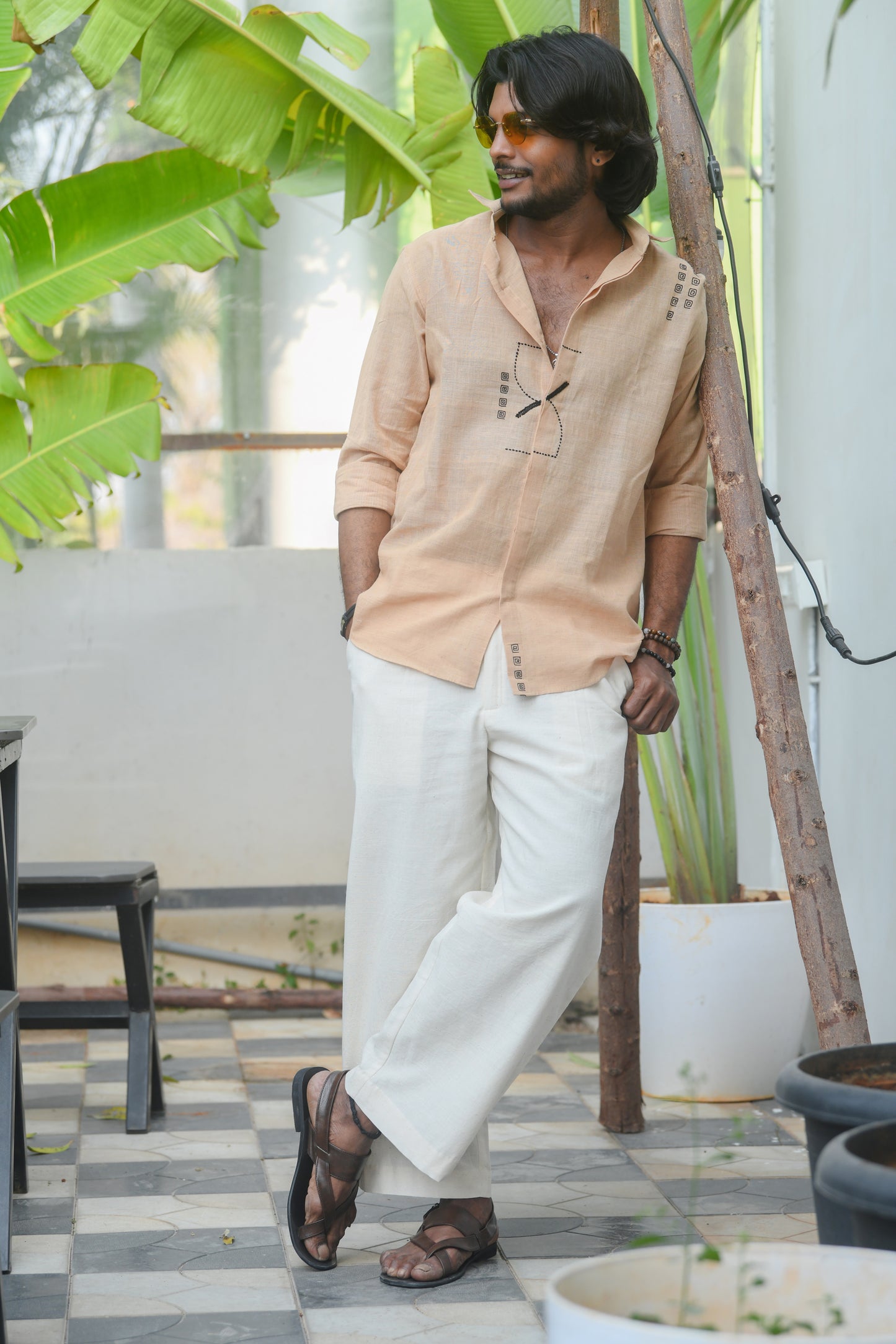 Handwoven Khadi Wide-leg Trousers