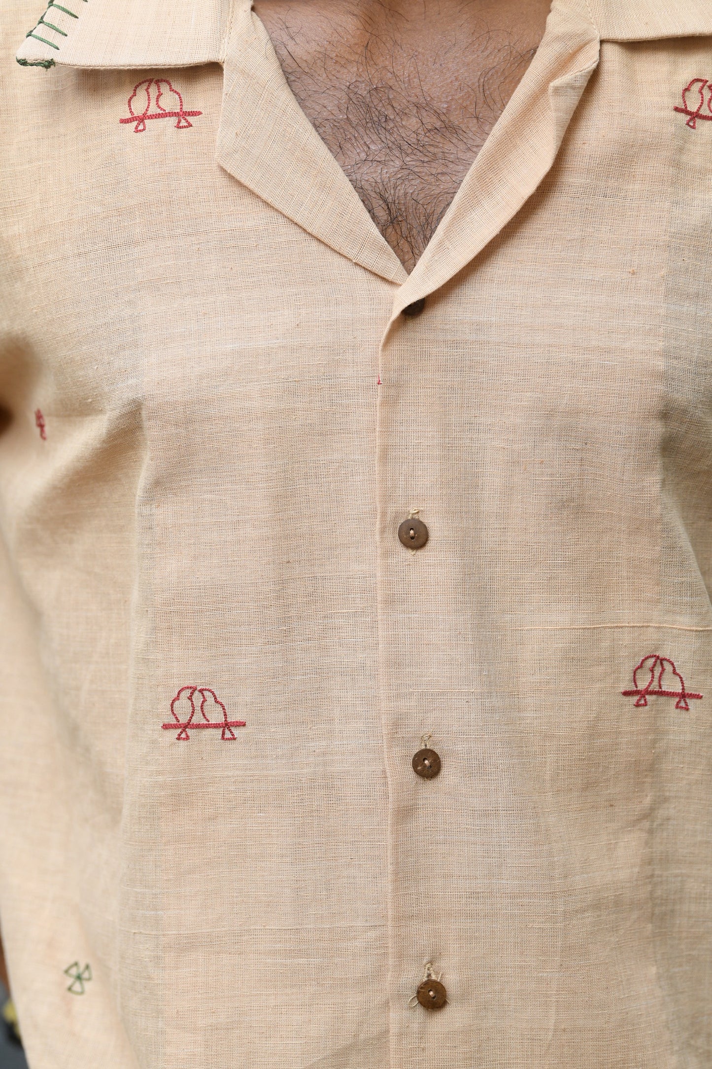 Pondhuru khadi bird embroidered Shirt