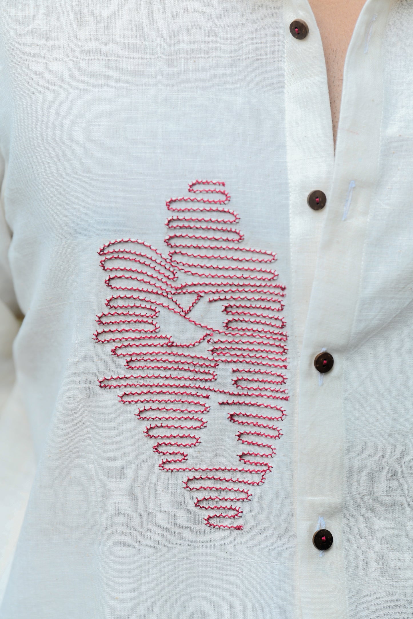Pondhuru khadi maroon embroidered shirt