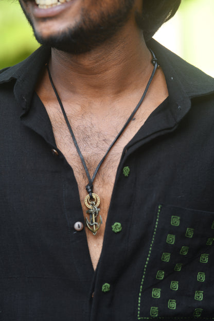Black Khadi embroidered Shirt