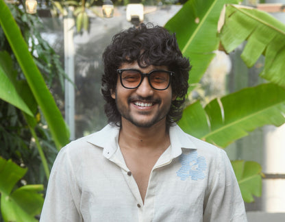 Blue embroidered Khadi Shirt